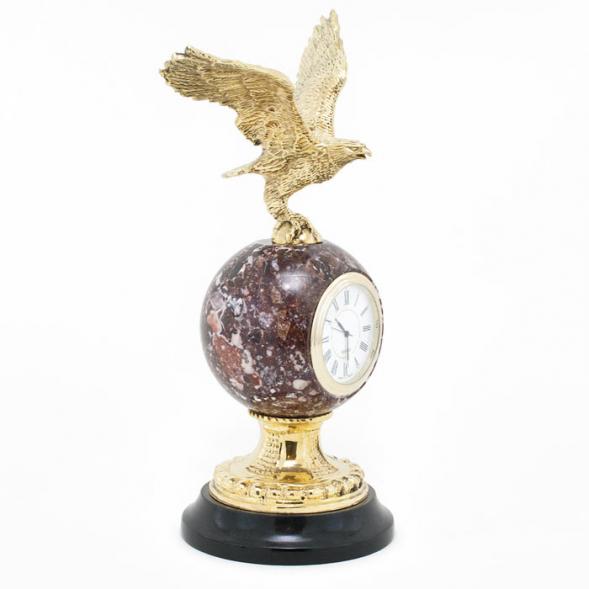 Настольные часы из камня и бронзы &amp;quot;Орел на шаре&amp;quot; креноид 113103