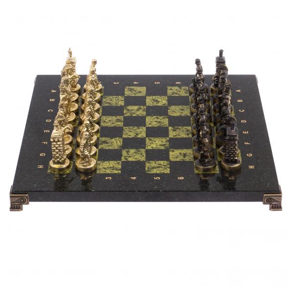Шахматы бронзовые &amp;quot;Европейские&amp;quot; доска 32х32 см змеевик 125597