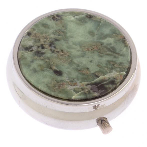 Таблетница на 3 отделения из камня офит цвет серебро 126193