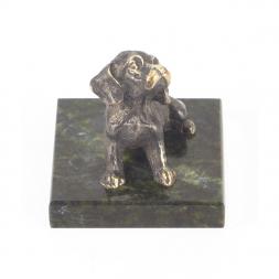 Статуэтка "Собачка средняя №8" бронза змеевик