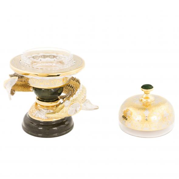 Икорница из камня нефрит &amp;quot;Осетр&amp;quot; Златоуст 120173