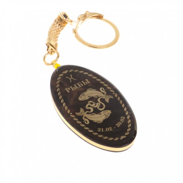 Брелок знак зодиака &amp;quot;Рыбы&amp;quot; камень обсидиан 123070