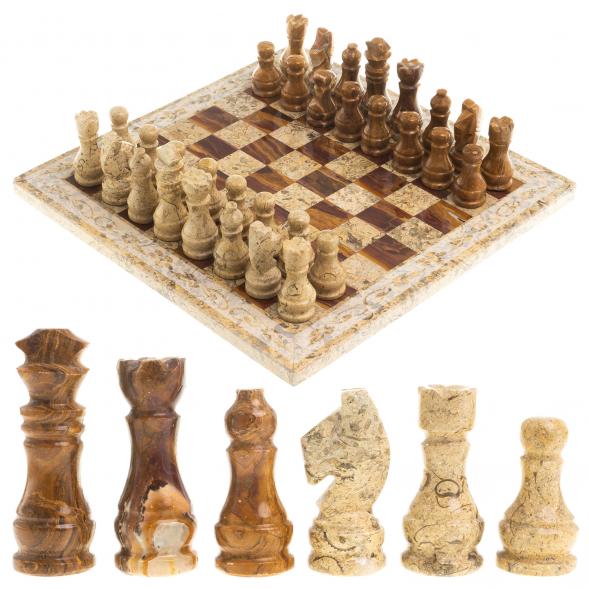 Шахматы &amp;quot;Узоры&amp;quot; доска 30х30 см оникс ракушечник 123541