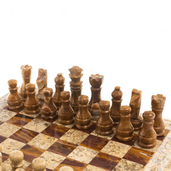 Шахматы &amp;quot;Узоры&amp;quot; доска 30х30 см оникс ракушечник 123541