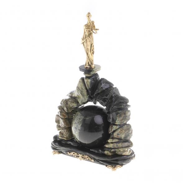 Композиция &amp;quot;Фемида&amp;quot; с шаром змеевик бронза 124310