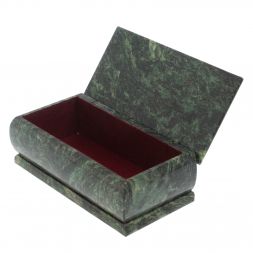 Шкатулка с пейзажем "Зимний рассвет" из шабровского змеевика 18х9х6,5 см