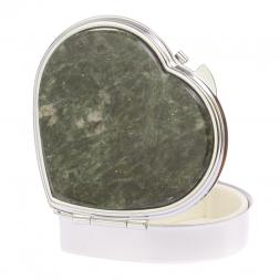 Таблетница "Сердце" на 3 отделения камень актиновит цвет серебро