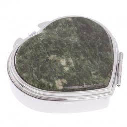 Таблетница "Сердце" на 3 отделения камень актиновит цвет серебро