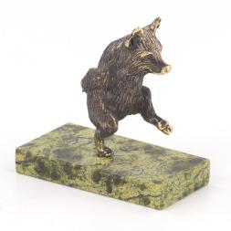 Статуэтка "Поросенок шагает" бронза змеевик