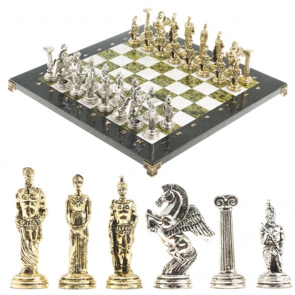 Шахматы &amp;quot;Восточные&amp;quot; доска 40х40 см мрамор змеевик фигуры металл 122621