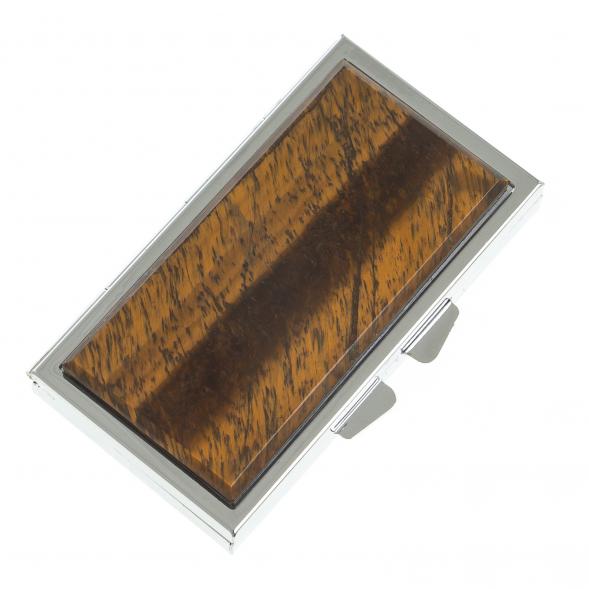 Таблетница на 3 отделения камень тигровый глаз цвет серебро 122753