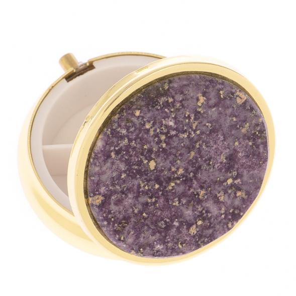 Таблетница на 3 отделения камень флюорит цвет золото 125755