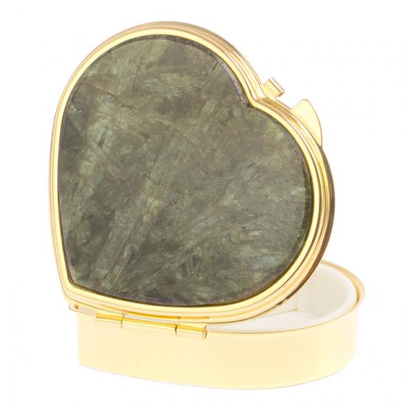Таблетница &amp;quot;Сердце&amp;quot; на 3 отделения камень актинолит цвет золото 125910