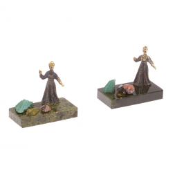 Сувенир статуэтка "Хозяйка медной горы" бронза камень змеевик малахит