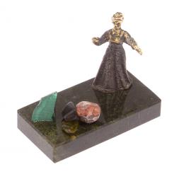 Сувенир статуэтка "Хозяйка медной горы" бронза камень змеевик малахит