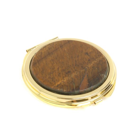 Зеркальце круглое из тигрового глаза цвет золото 127359