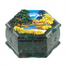Шкатулка Шестигранная с рисунком &amp;quot;Осенний пейзаж&amp;quot; 14х12,5х7 см