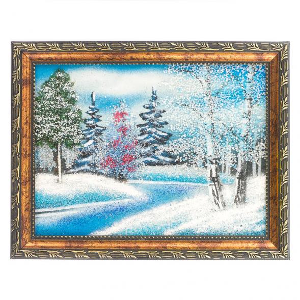Картина &amp;quot;Зимний пейзаж&amp;quot; рамка багет 15х20 см, каменная крошка 119814