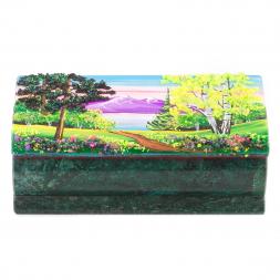 Шкатулка с росписью "Лето" 14х7х5 см камень змеевик