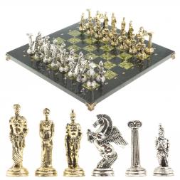 Шахматы "Восточные" доска 40х40 см змеевик фигуры металлические