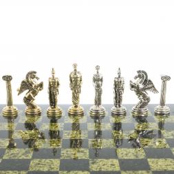 Шахматы "Восточные" доска 40х40 см змеевик фигуры металлические