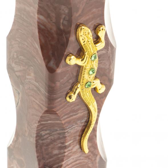 Подсвечник из лемезита с ящерицей 5х5х16 см 122932