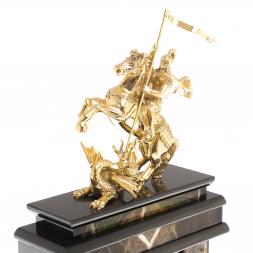 Часы &amp;quot;Георгий Победоносец&amp;quot; большие офиокальцит бронза