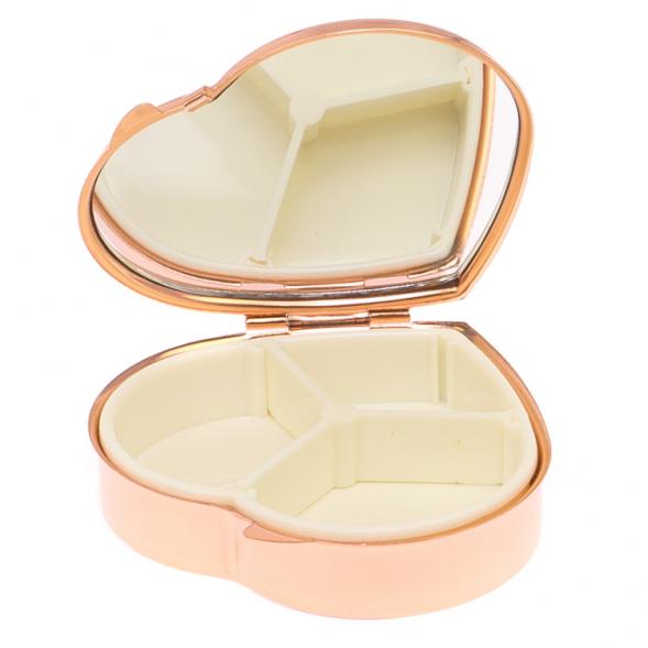 Таблетница &amp;quot;Сердце&amp;quot; на 3 отделения камень актинолит цвет красное золото 125911