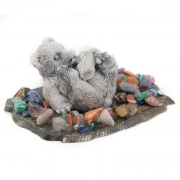 Сувенир &amp;quot;Медвежонок играет с поленом&amp;quot; из мрамолита