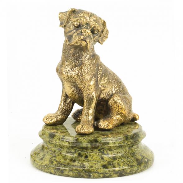 Статуэтка собака &amp;quot;Боксер щенок&amp;quot; из бронзы и змеевика 118614
