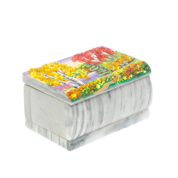 Шкатулка с рисунком &amp;quot;Осень&amp;quot; серый мрамор 10х6,5х6 см 127518