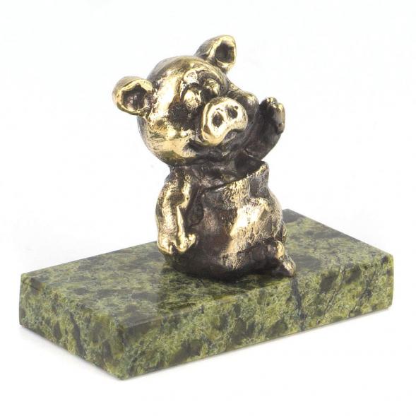 Статуэтка из бронзы и змеевика &amp;quot;Поросенок сидит №1&amp;quot; 119357