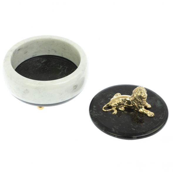 Шкатулка &amp;quot;Лев&amp;quot; из мрамора 15х15х12 см 129051