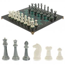 Шахматы подарочные &amp;quot;Стаунтон&amp;quot; 44х44 см шабровский змеевик