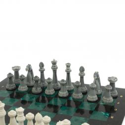 Шахматы подарочные &amp;quot;Стаунтон&amp;quot; 44х44 см шабровский змеевик