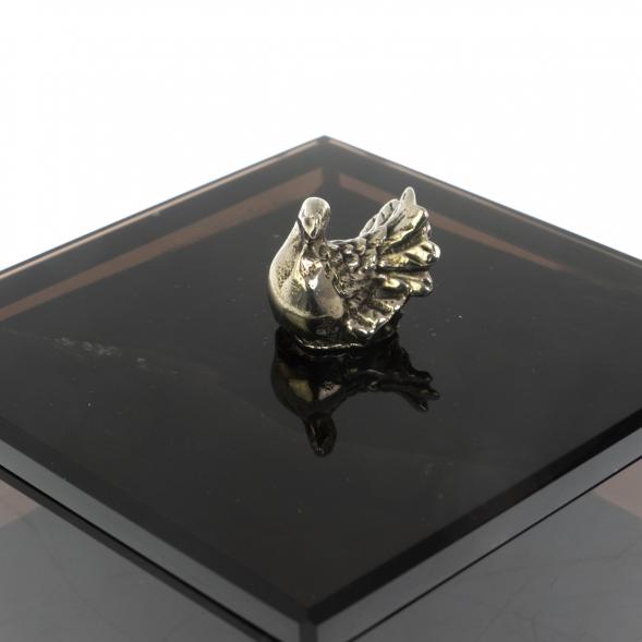 Шкатулка &amp;quot;Певчая птица&amp;quot; черный обсидиан 9х9х7,5 см 122968