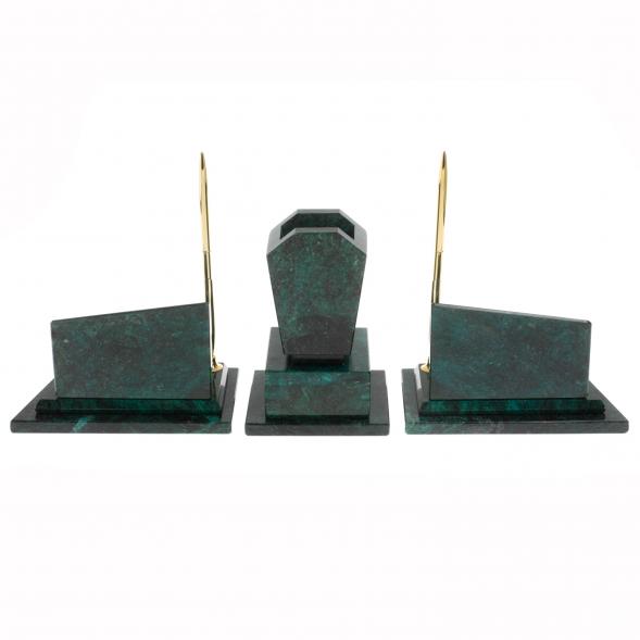 Настольный набор &amp;quot;Бюрократ&amp;quot; с гербом РФ змеевик 113271