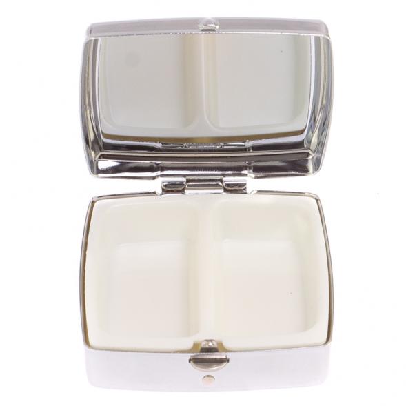 Таблетница на 2 отделения с ящерицей камень змеевик цвет серебро 125995