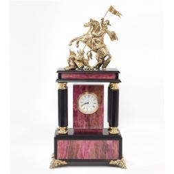 Часы &amp;quot;Георгий Победоносец&amp;quot; большие родонит бронза