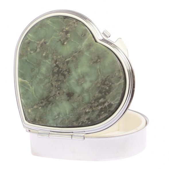 Таблетница &amp;quot;Сердце&amp;quot; на 3 отделения из камня офит цвет серебро 126197