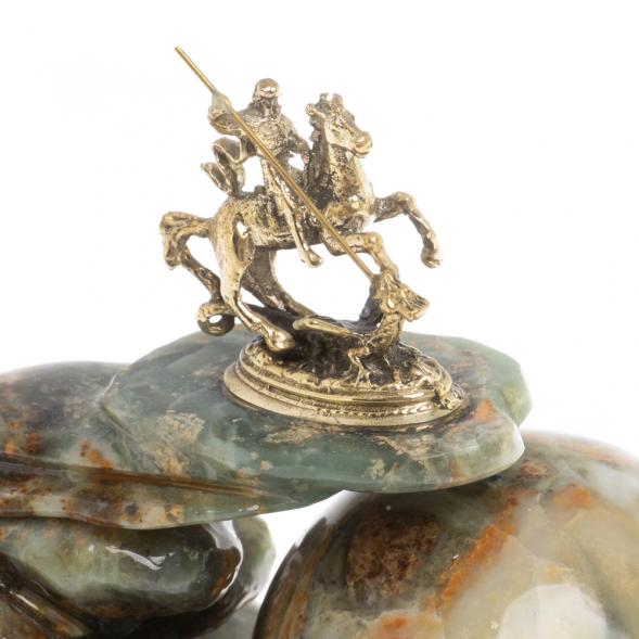 Композиция &amp;quot;Георгий Победоносец&amp;quot; с шаром из офиокальцита 7 см 126884