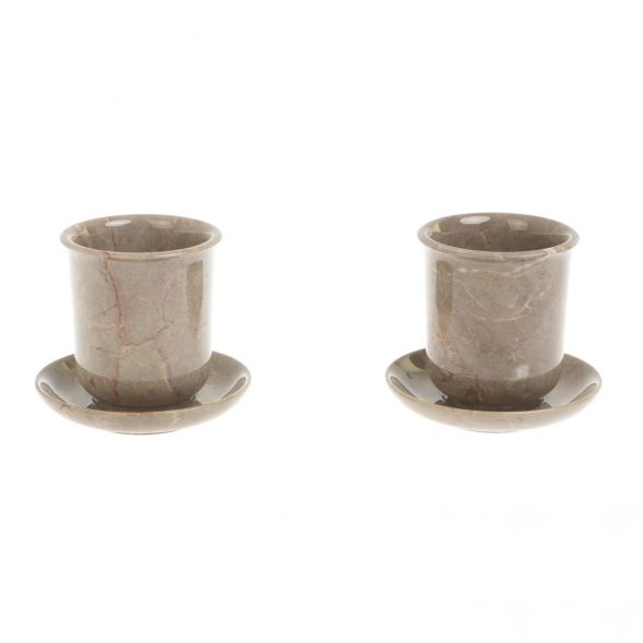 Кофейная пара из бежевого мрамора 120 мл (2 чашки, 2 блюдца) 127437
