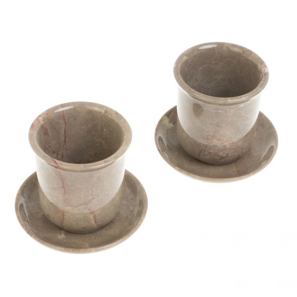 Кофейная пара из бежевого мрамора 120 мл (2 чашки, 2 блюдца) 127437