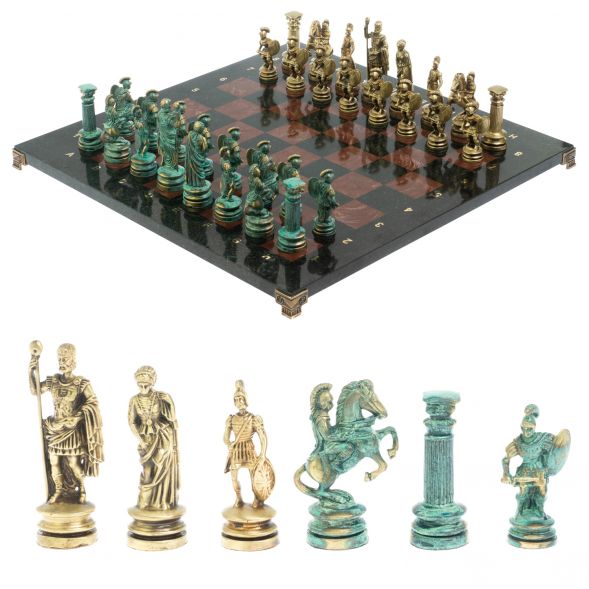 Шахматы &amp;quot;Древний Рим&amp;quot; фигуры бронза / патина 44х44 см лемезит 128385