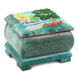 Шкатулка с расписной крышкой Весна 10х8х7 см