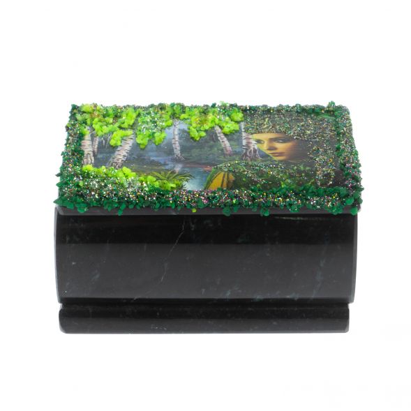 Шкатулка &amp;quot;Хозяйка медной горы&amp;quot; из змеевика 10х6,5х5,5 см 129052