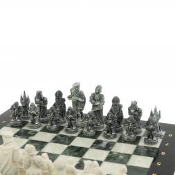 Шахматы &amp;quot;Средневековье&amp;quot; доска 40х40 см мрамор / шабровский змеевик