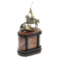 Бронзовые часы на камне &amp;quot;Георгий Победоносец&amp;quot; креноид в кейсе