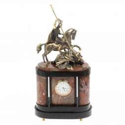 Бронзовые часы на камне &amp;quot;Георгий Победоносец&amp;quot; креноид в кейсе