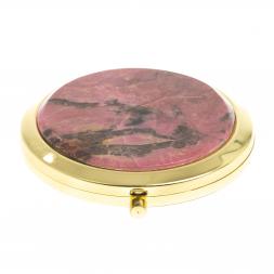 Карманное зеркальце круглое с родонитом цвет золото